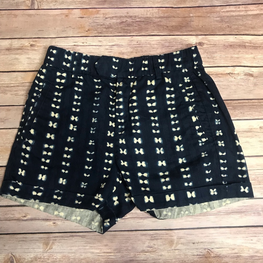 J Crew Shorts Navy Blue Cream Woven Tie Dye